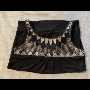 Black silver sequined top